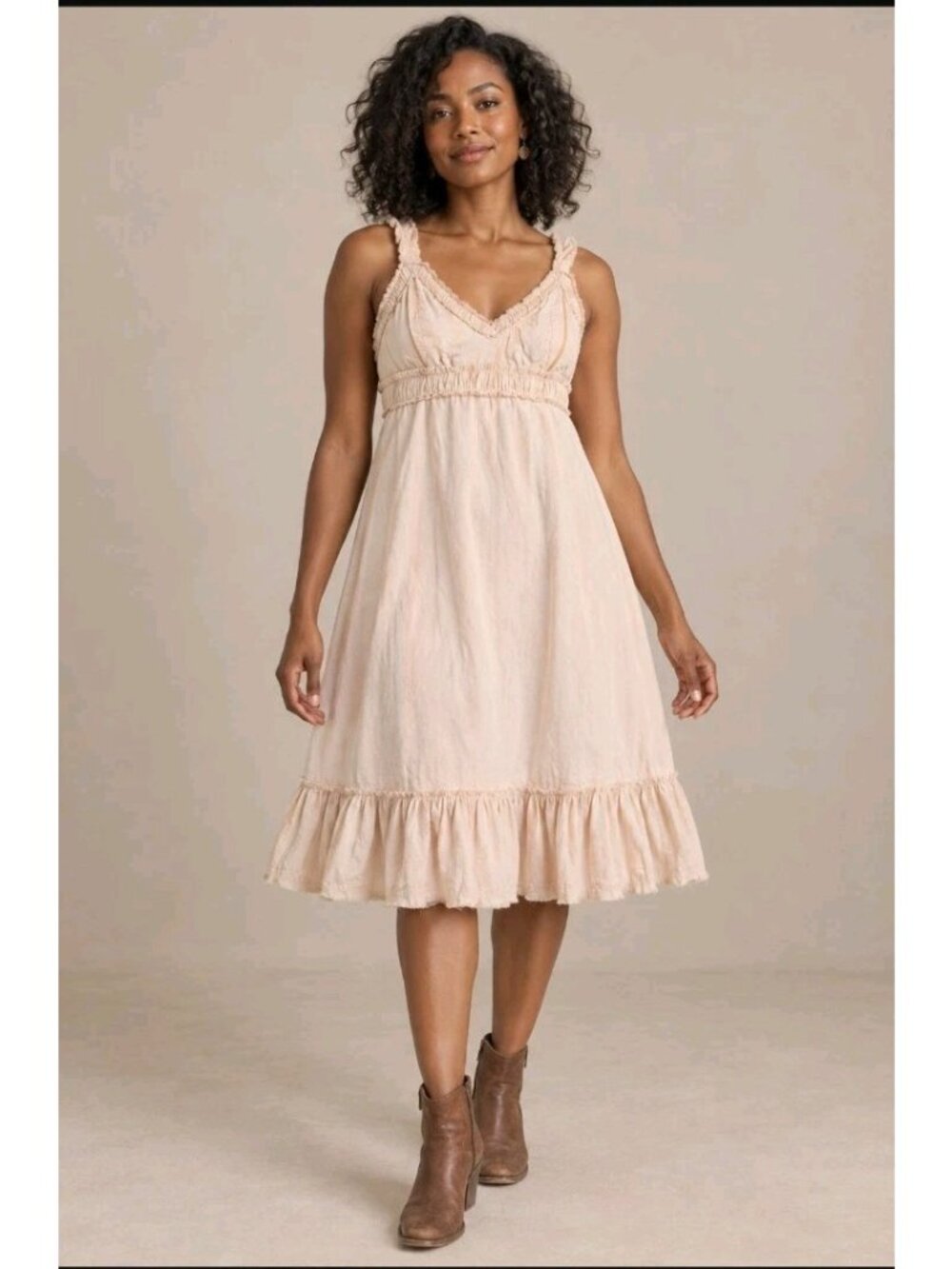 Vintage Free People Dress Baby Doll Boho Ruffle Hem Size M School Casual Pink